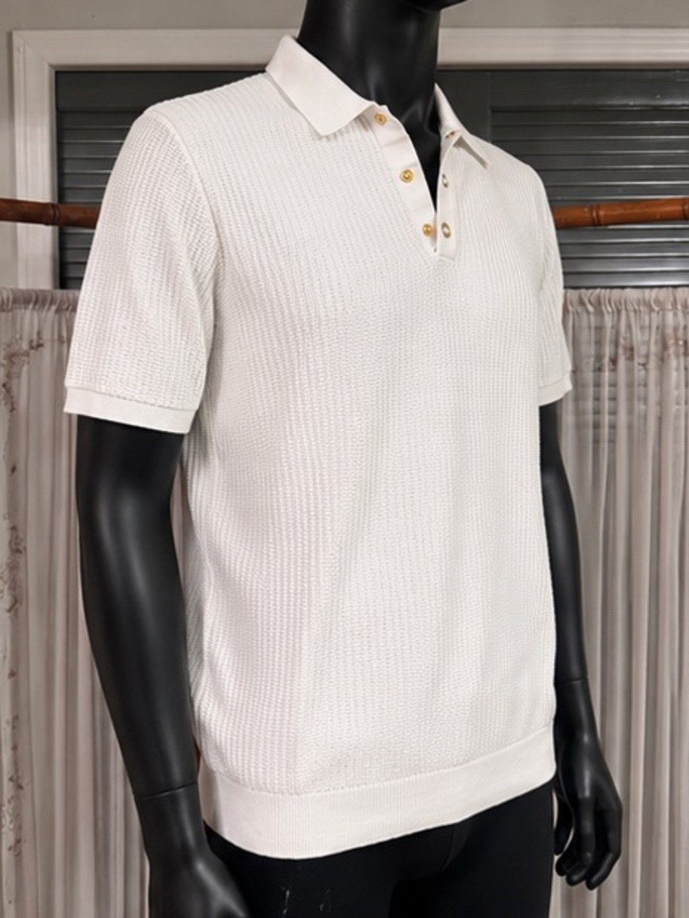 Reiss White Textured Knit Polo Shirt - Picture 4 of 8